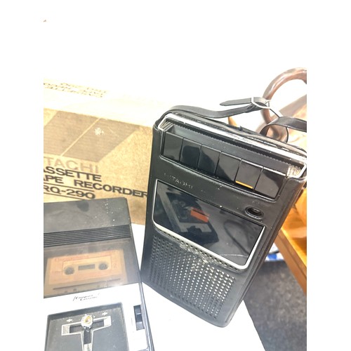 341 - cassette tape recorder trq-290, sony cf-320 and 1 other and a selection of french learning books