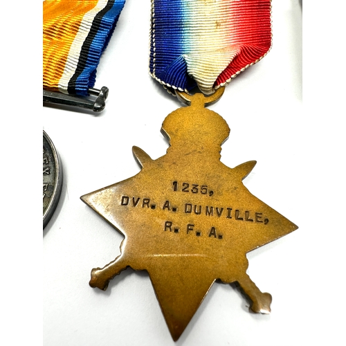 409 - ww1 trio medals to 1235 dvr a.dumville r.f.a  r.a