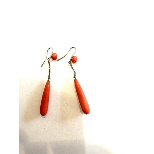 448 - Antique victorian coral earrings length 4.8cm