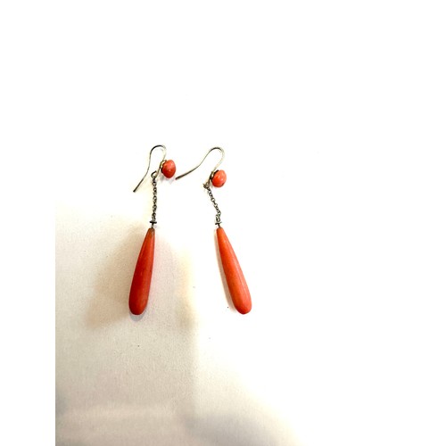 448 - Antique victorian coral earrings length 4.8cm