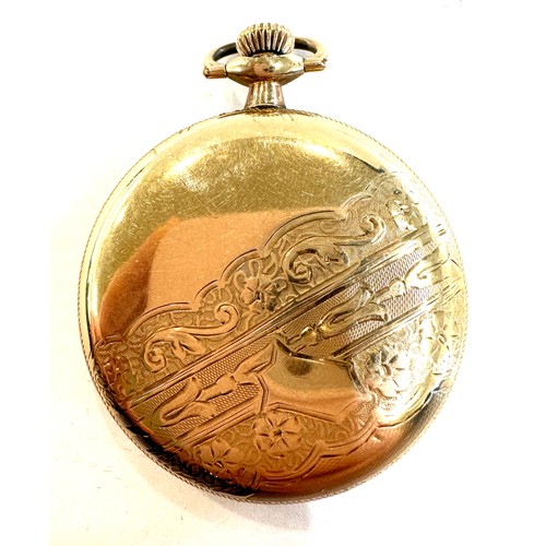 482 - Gold plated Elgin pocket watch with screw back winds up and ticks