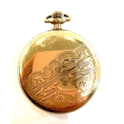 482 - Gold plated Elgin pocket watch with screw back winds up and ticks