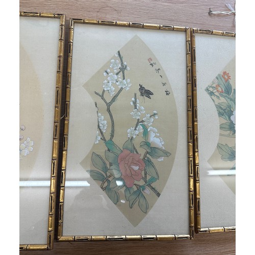 441A - Three Japanese prints in Faux bamboo frames size 47cm by 28cm