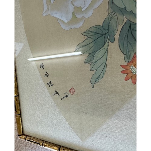 441A - Three Japanese prints in Faux bamboo frames size 47cm by 28cm