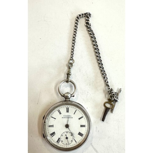 511 - Silver H Samual gents pocket watch and chain