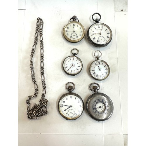 558 - Five antique silver pocket watches and one other