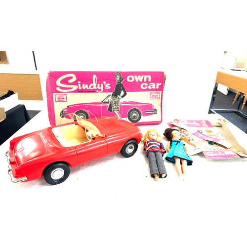 99 - 1960s Sindy doll x2 and a boxed Sindy car one doll with part box