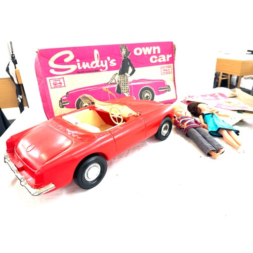 99 - 1960s Sindy doll x2 and a boxed Sindy car one doll with part box