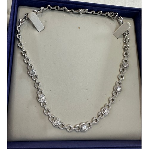 468 - Bouton vintage sterling silver stone set necklace in original box gross weight 29grams