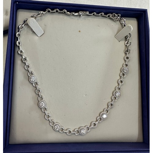 468 - Bouton vintage sterling silver stone set necklace in original box gross weight 29grams