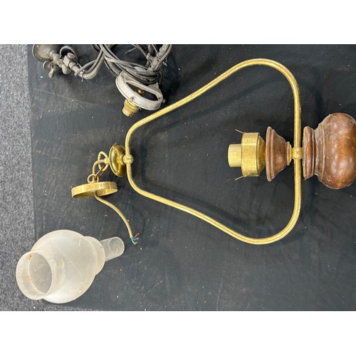 152 - Selection of vintage and later light fittings includes vintage outdoor gas light etc