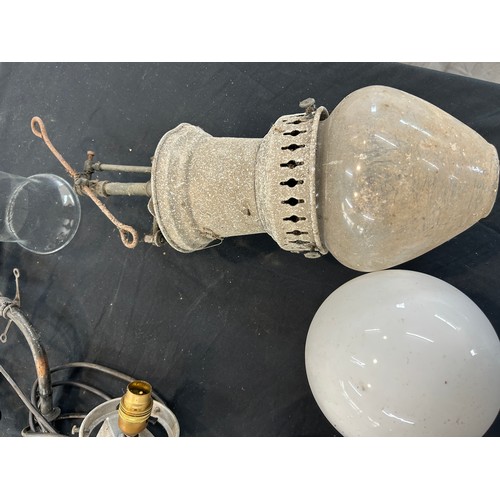 152 - Selection of vintage and later light fittings includes vintage outdoor gas light etc