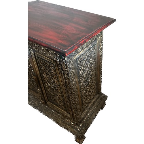 390 - Oriental inlaid 2 door cabinet measures approx 29 inches tall by 22 inches wide