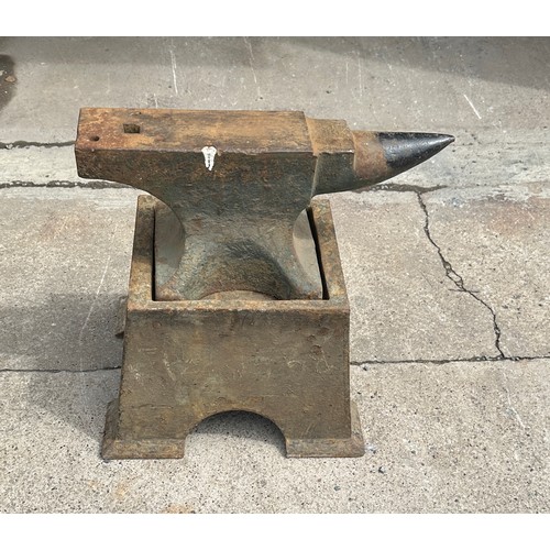 100D - Vintage anvil with original stand measures approx 21 inches tall by 21 inches wide