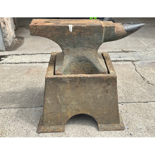 100D - Vintage anvil with original stand measures approx 21 inches tall by 21 inches wide