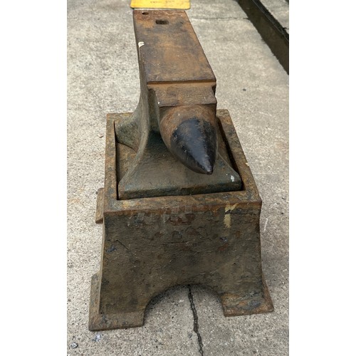 100D - Vintage anvil with original stand measures approx 21 inches tall by 21 inches wide