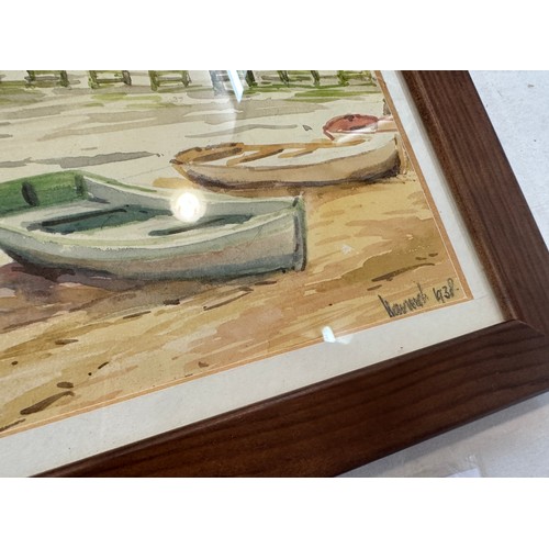 33 - Framed signed Harwich Pier water colour with COA measures approximately 13 inches wide 11 inches tal... 