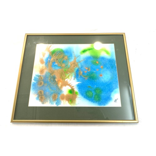 90 - Unique framed signed oil pastel, frame measures approximately 15.5 inches by 19 inches