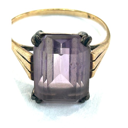 65 - Ladies 9ct gold Amethyst stone set dress ring, ring size approximately R, weight approximately 3.8 g... 