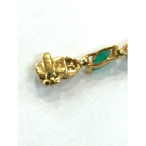 59 - 18ct Gold diamond and emerald bracelet, hallmarked, total weight 7.7grams 17cm length