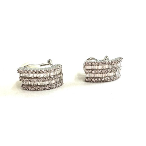 58 - Fine pair of 18ct white gold diamond earrings, earrings set with baguette and brilliant cut diamonds