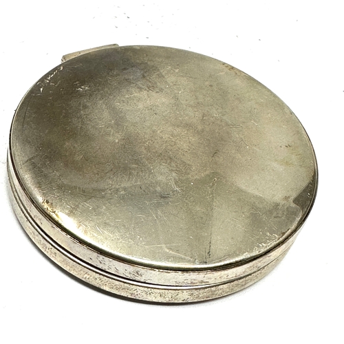 34 - hallmarked silver mirror compact measures approx 7cm dia