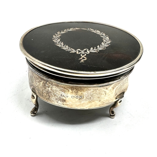 51 - Antique silver & tortoiseshell jewellery box measures approx 8cm by 7.5cm height 5cm