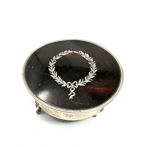 51 - Antique silver & tortoiseshell jewellery box measures approx 8cm by 7.5cm height 5cm