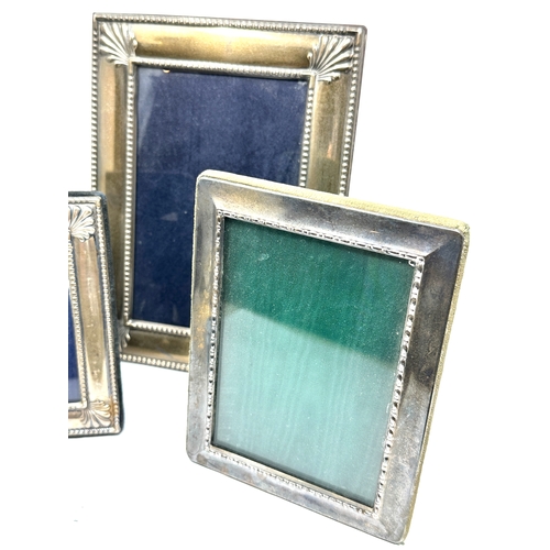 25 - 3 vintage silver picture frames largest measures approx 20cm by 15cm