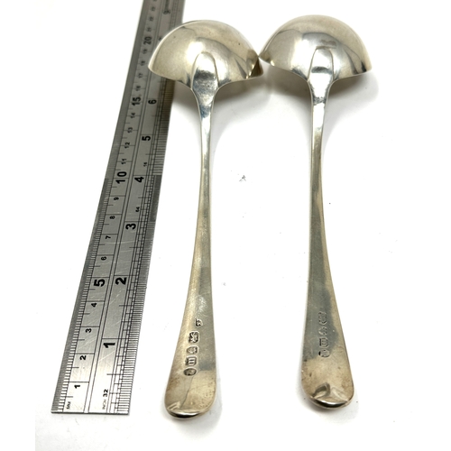 45 - 2 georgian silver ladle spoons