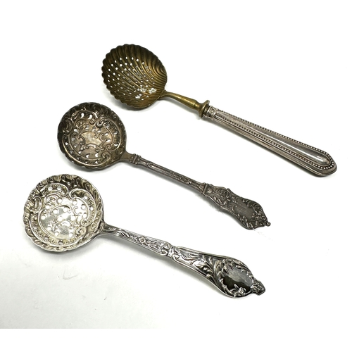 18 - 2 silver sifter spoons & 1 other metal bowl