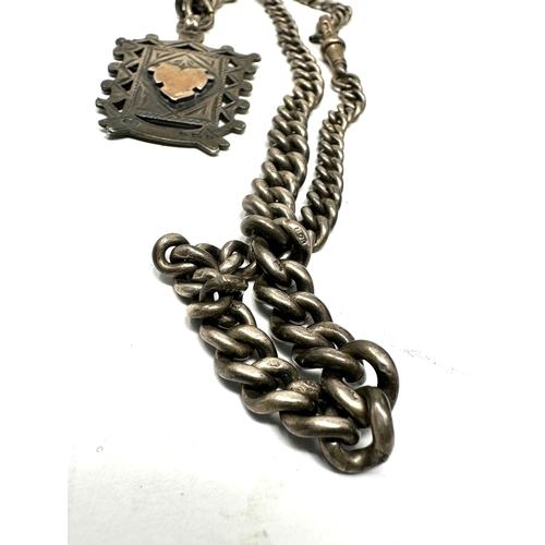 48 - Antique silver albert chain & fob 58g