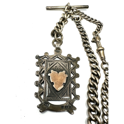 48 - Antique silver albert chain & fob 58g