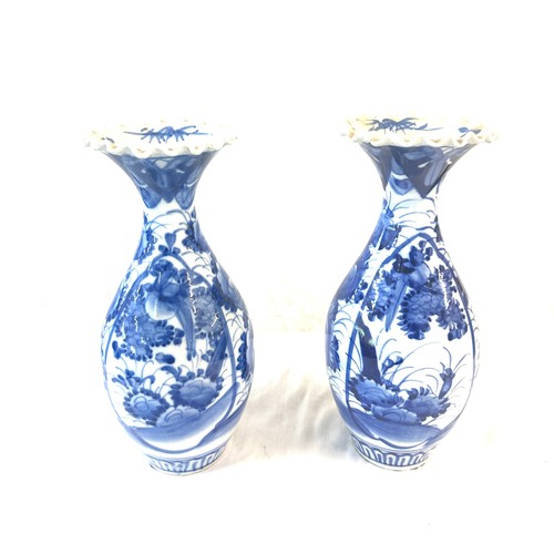 571 - Pair of antique 19th century Japanese vases measures approx 12 inches tall