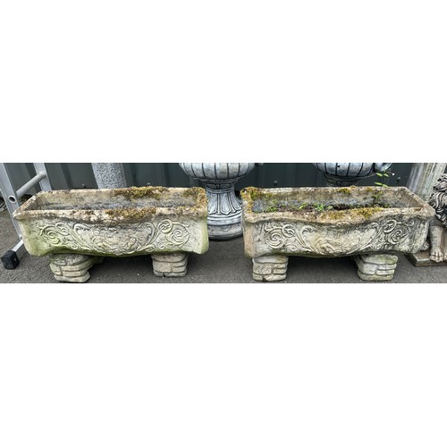 100Q - 2 Stone garden troughs measures approximately 13.5 inches tall 29 inches wide 12 inches depth