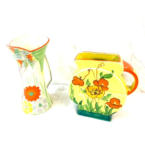 66 - Two vintage hand painted vases one Wadeheath and the other Beswick tallest measures 9.5 inches