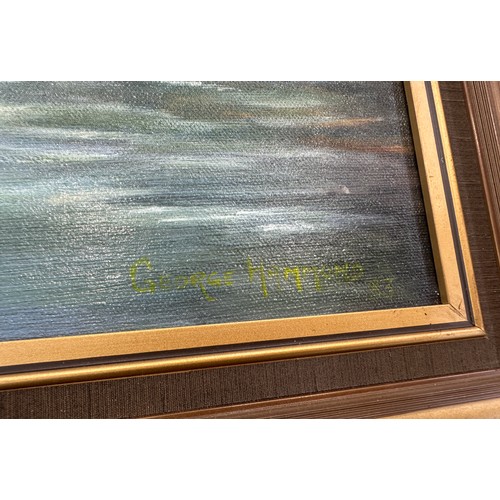 32 - Framed painting on canvas signed George Hammon 83, measures 22.5 inches wide 18.5 inches tall