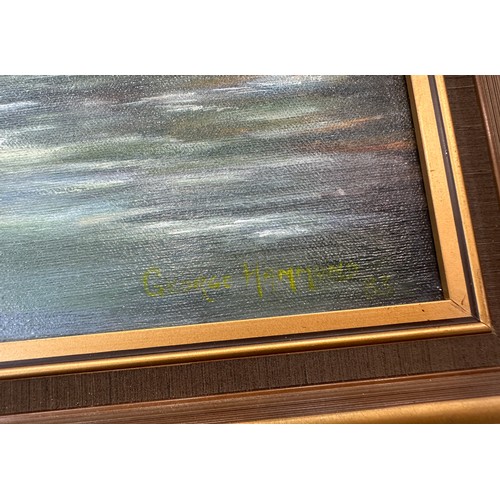 32 - Framed painting on canvas signed George Hammon 83, measures 22.5 inches wide 18.5 inches tall