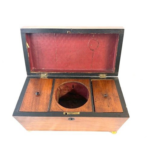 462 - Mahogany tea caddy 6 inches tall 12 inches wide