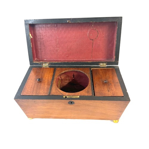 462 - Mahogany tea caddy 6 inches tall 12 inches wide