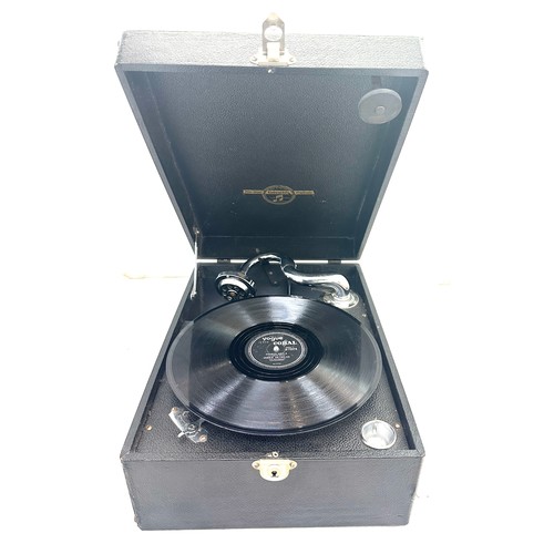 69 - Vintage cased winding record player, working order