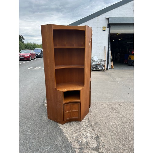 412 - Teak Nathan bookcase measures approximately 78 inches tall 42 inches wide 26 inches depth