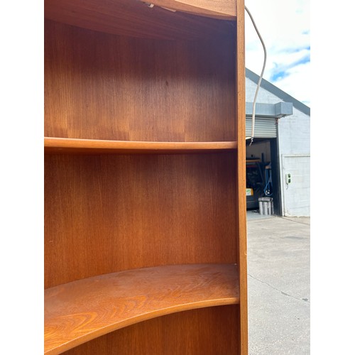 412 - Teak Nathan bookcase measures approximately 78 inches tall 42 inches wide 26 inches depth