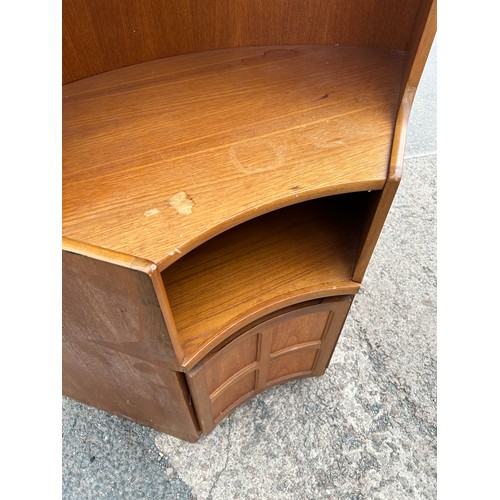 412 - Teak Nathan bookcase measures approximately 78 inches tall 42 inches wide 26 inches depth