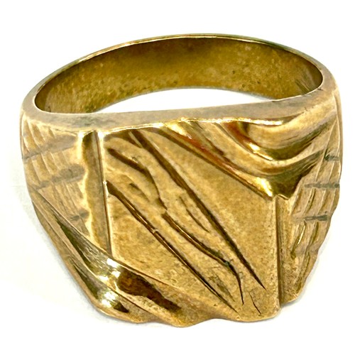 506 - Gents hallmarked 18k gold plated signet ring, ring size U