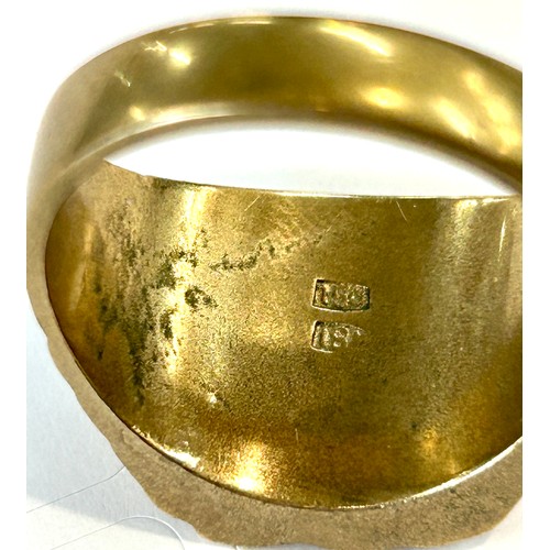 506 - Gents hallmarked 18k gold plated signet ring, ring size U