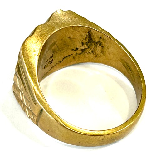 506 - Gents hallmarked 18k gold plated signet ring, ring size U