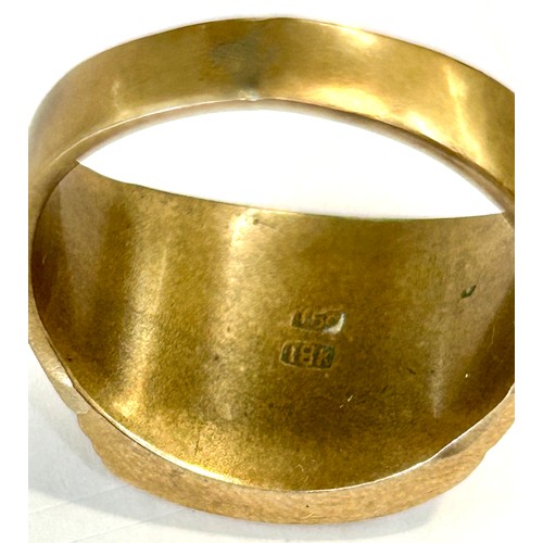 507 - Gents hallmarked 18k gold plated signet ring, ring size U,