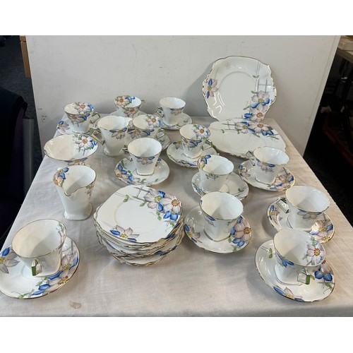 461 - Vintage art deco part tea set by Standard China, 12 place setting