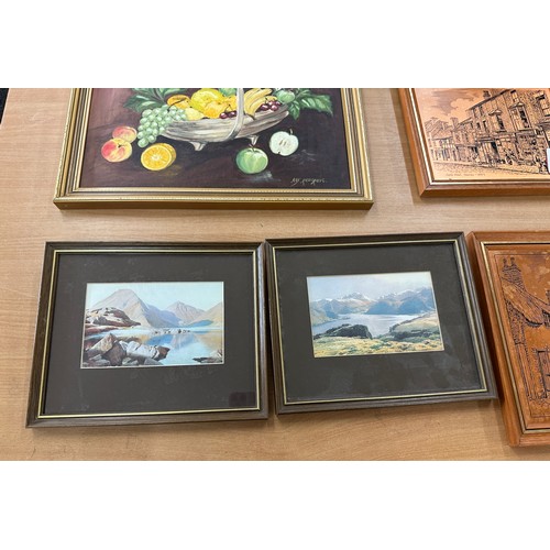 59 - Selection of vintage framed prints and signed painting largest measures approx 18 inches wide by 14 ... 